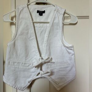 White denim tie vest